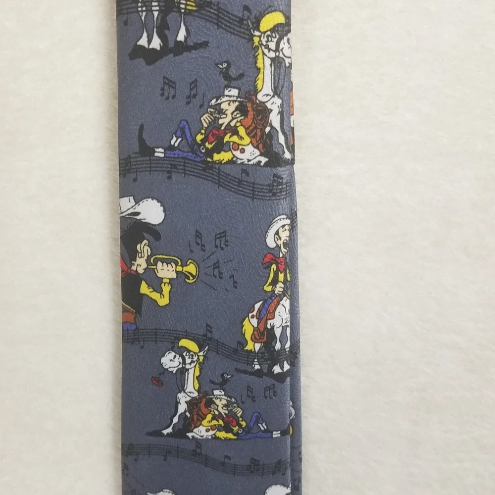 Lucky Luke Cartoon Necktie Mens OS Blue Excellent Cowboy Jolly Jumper Novelty